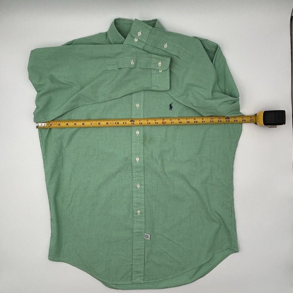 Ralph Lauren Yarmouth Shirt 16.5 32/33 Mens L Green Gingham Check Cotton Pony - Picture 9 of 11